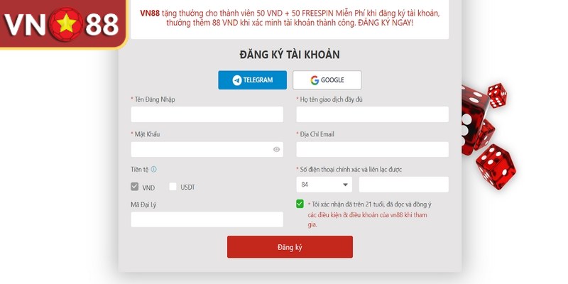 VN88 yêu cầu tất cả bet thủ phải đăng ký tài khoản hội viên